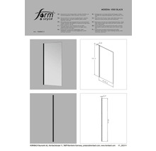 Modena 1000 Black sidovägg med klart glas och aluminiumprofil