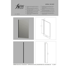Modena 1000 Grey Sidovägg med 6 mm gråtonat klarglas, vändbar, pärleffekt och snabbmonteringssystem, profil: aluminium, svart matt
