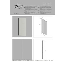 Sidovägg med 6 mm räfflat glas, vändbar, aluminiumprofil, matt yta