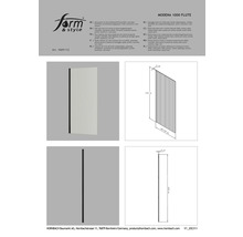 Modena 1000 Flute Sidovägg med räfflat glas, vändbar, med snabbmonteringssystem, profil av aluminium