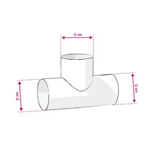 Illustration av ett T-rör med en diameter på 32 millimeter.
