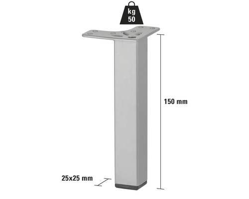 Möbelfot, 150 mm hög, lastkapacitet 50 kg