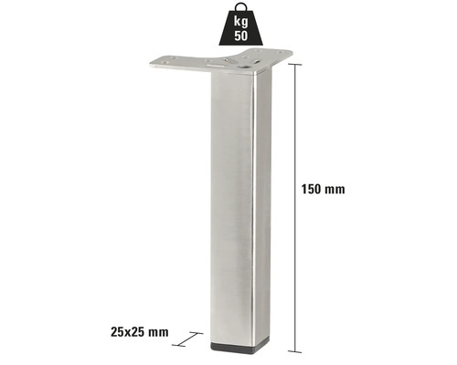 Möbelben av metall, 150 mm hög, tål upp till 50 kg