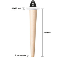 Möbelben i trä med måtten 80x80 mm och 300 mm höjd, lastkapacitet 50 kg