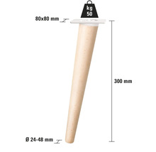 Möbelben i trä, 300 mm högt, med en lastkapacitet på 50 kg