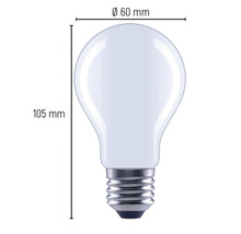 Glödlampa med måtten 60 millimeter i diameter och 105 millimeter i höjd