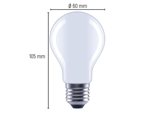 Glödlampa med måtten 60 millimeter i diameter och 105 millimeter i höjd