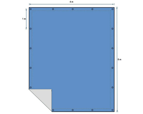 Täckning med öljetter, 4 meter gånger 5 meter