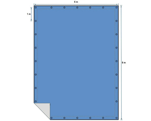 Poolskydd, 6 meter gånger 8 meter, med öljetter