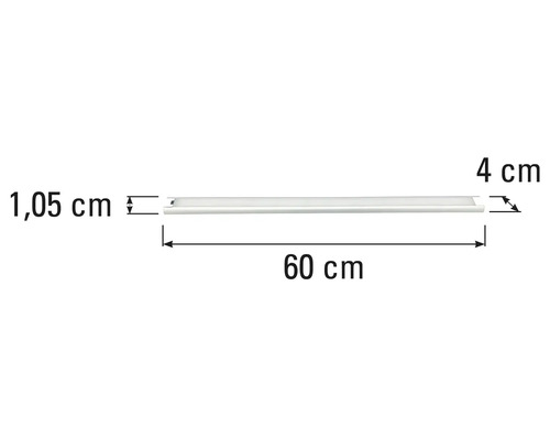 Teknisk ritning av en 60 centimeter lång lampa med breddmått