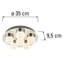 Taklampa med måtten 35 centimeter i diameter och 9,5 centimeter i höjd.