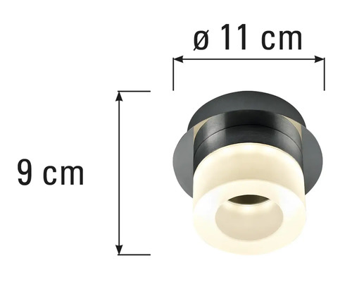 Mått på en taklampa: diameter elva centimeter, höjd nio centimeter
