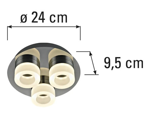 Mått på en taklampa, diameter 24 cm, höjd 9,5 cm