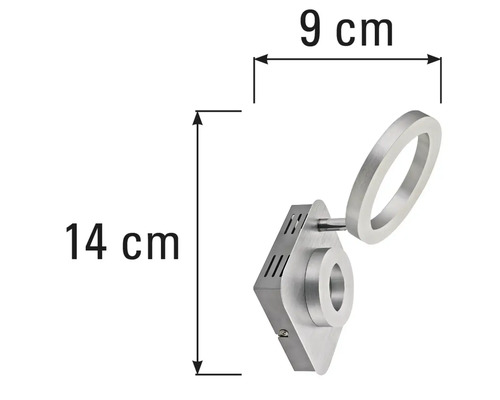 Mått på en vägglampa: 14 cm hög och 9 cm bred.