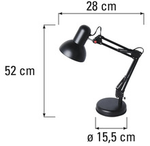 Skrivbordslampa med dimensioner