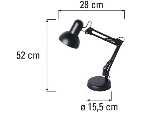 Skrivbordslampa med dimensioner