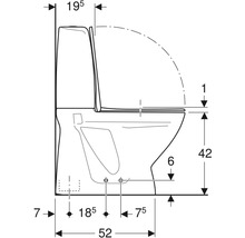 Teknisk ritning av en toalett med dimensioner