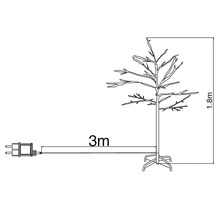Teknisk ritning av ett 1,8 meter högt LED-träd med en matarledningslängd på 3 meter.