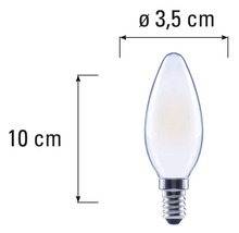 Ljuslampa med måtten 10 cm längd och 3,5 cm diameter