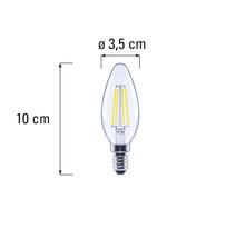 Klar LED-lampa i droppform med måtten 10 gånger 3,5 centimeter