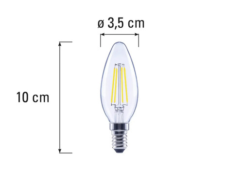 Klar LED-lampa i droppform med måtten 10 gånger 3,5 centimeter