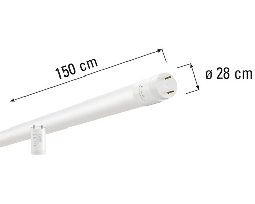 Lång, smal LED-rör med måtten 150 gånger 28 centimeter.
