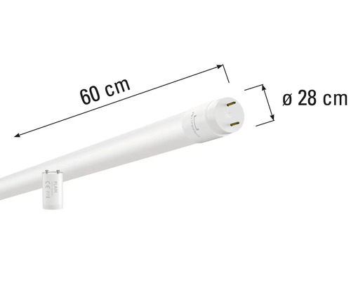 Bild av ett 60 centimeter långt lysrör med en diameter på 28 millimeter