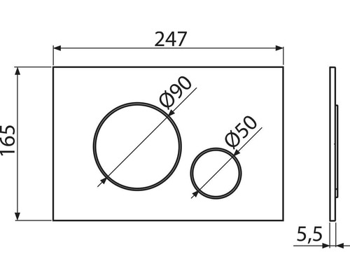Teknisk ritning av en manöverpanel med mått