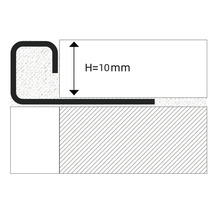 Illustration av en trappnosprofil med en höjd på 10 mm.