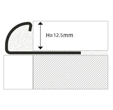 Illustration av en trappkantsprofil med en höjd på 12,5 mm.