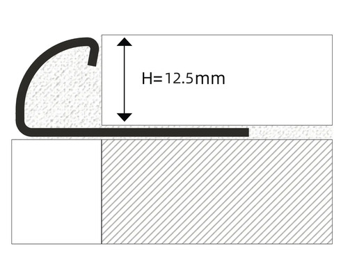 Illustration av en trappkantsprofil med en höjd på 12,5 mm.