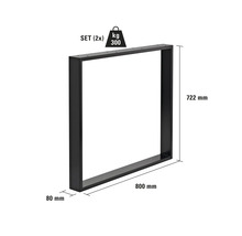 Bordsben av metall, U-form, 800x722 mm, set med två, lastkapacitet 300 kg
