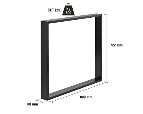 Bordsben av metall, U-form, 800x722 mm, set med två, lastkapacitet 300 kg
