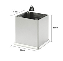 Fyrkantigt möbelben av metall, 45 x 45 x 50 mm, maximal belastning 150 kg