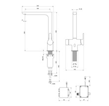 Teknisk ritning av en armatur med dimensioner
