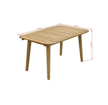 Rektangulärt trädgårdsbord i teak med måtten 1460 mm längd, 900 mm bredd och 765 mm höjd
