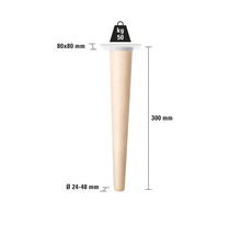 Möbelfot av trä, 300 mm lång, belastning upp till 50 kg