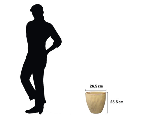 Blomkruka med storleksangivelser som referens för blomkrukans storlek