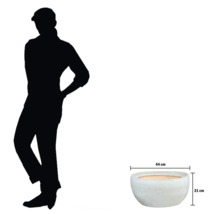 Rund planteringsskål med måttangivelser