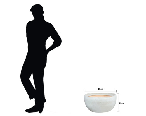 Rund planteringsskål med måttangivelser