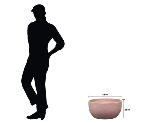 Planteringsskål med dimensioner och silhuettjämförelse