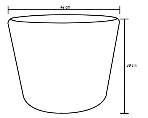 Skiss av en planteringslåda med måtten 47 cm bred och 39 cm hög.