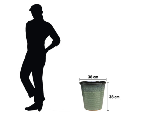 Keramisk blomkruka, 38 cm hög och 38 cm i diameter