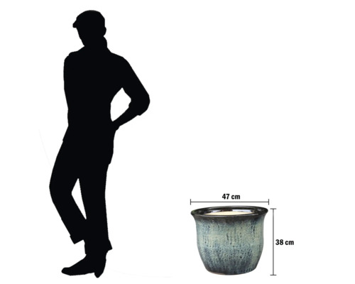 Keramisk blomkruka med måtten 47 cm bred och 38 cm hög