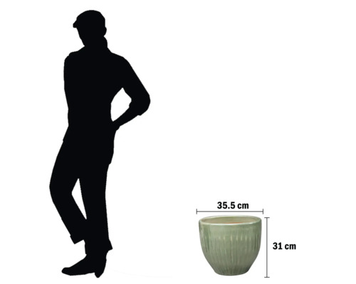 Blomkruka med måtten 35,5 cm gånger 31 cm.