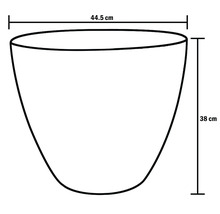 Diagram över en växtlåda med måtten 44,5 cm bred och 38 cm hög