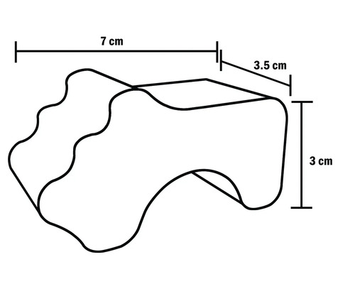 Bild med måtten 7 cm längd, 3,5 cm bredd och 3 cm höjd