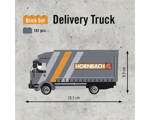 Leveransbil, byggsats med 181 delar och måtten 18,3 cm x 8,9 cm