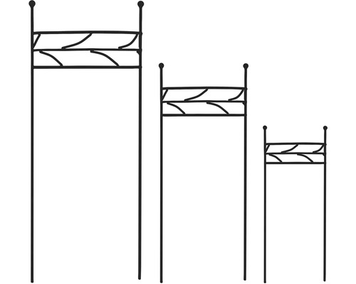 Dekorativa växtstativ i tre delar för trädgården.