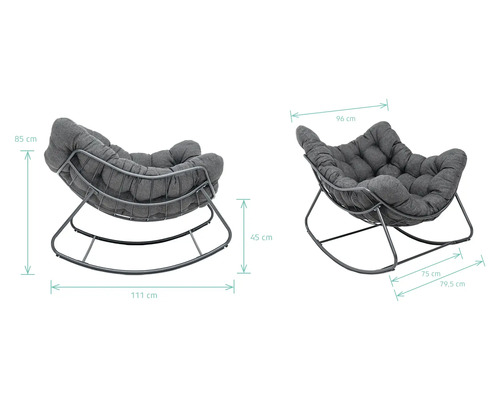Bild på en gungstol med mått